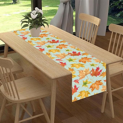 Fall Table Runner, Farmhouse Seasonal Autumn Maple Leaves Harvest Thanksgiving Country Coffee Table Center Decor for Home Kitchen Dining Patio Holiday Party Indoor Outdoor Decorations, 13"x36" Inch