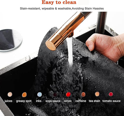 Vinyl Placemats Set of 12 Heat Resistant Easy Clean Non-Slip Place Mats for Dining Table. Faux Leather Waterproof Stain Resistant Wipeable Washable PU Table Mats(12, Black)