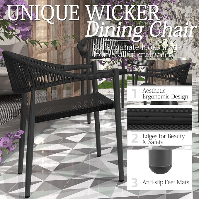 TWT Patio Dining Chairs Outdoor Stackable - Image 6