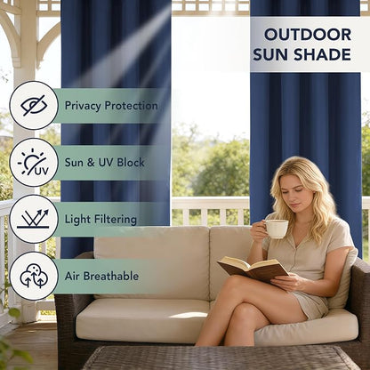 Patio Curtains Outdoor Waterproof, Privacy Drapes | Weatherproof & Sun Blocking - Image 3