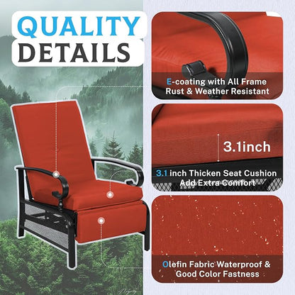 Incbruce Outdoor Lounge Chair Set of 2 Patio Furniture Adjustable Recliner - Image 5