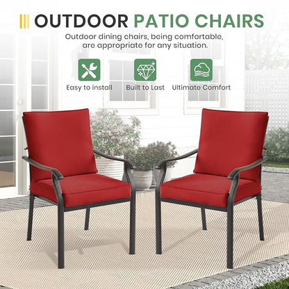 LVUYOYO Outdoor Patio Dining Chairs Set of 2, Metal Stackable Chairs Set - Image 4