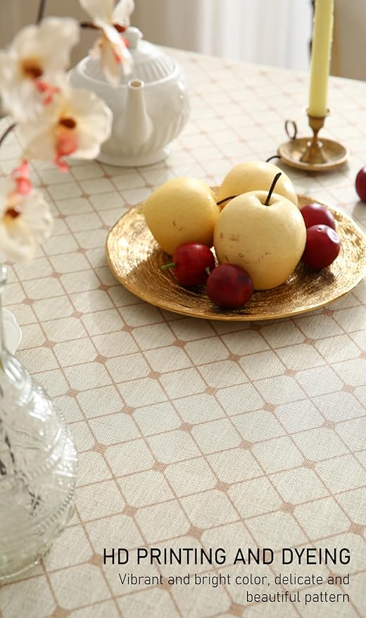 ISAENNE Designer Vintage Linen Floral Small Rectangular Tablecloth,Fall Colorful Modern Table Cloth,Anti-Wrinkle Decor Tablecloths for Dining Thanksgiving Kitchen Christmas,55"*71"-Bertina E