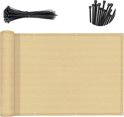 SUNNY GUARD 3.3'x19.7' Balcony Privacy Screen Fence, Apartments Railing Screen, Heavy Duty Wind Screen for Outdoor,Backyard,Patio,Deck Privacy（Sand Yellow）