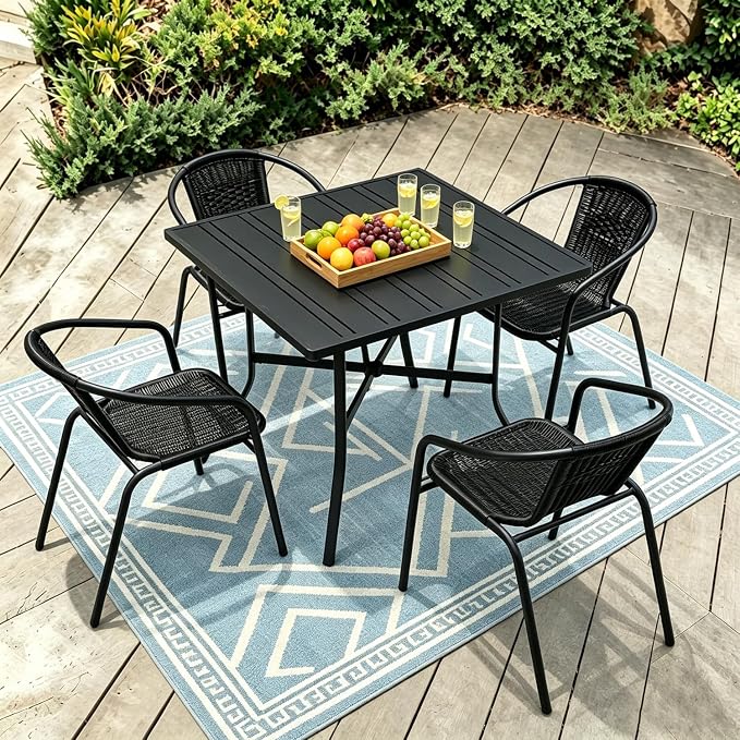 8 Stackable Wicker Patio Chairs, Weather-Resistant Outdoor Seating - Image 4