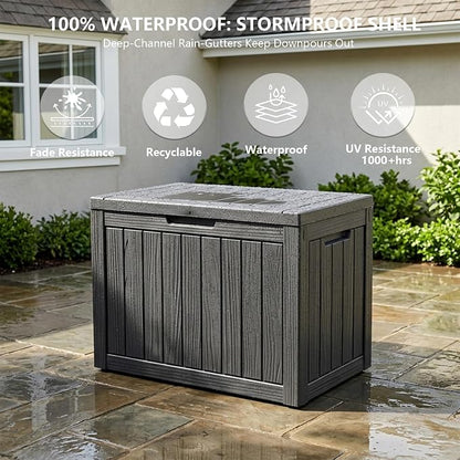 Outdoor Storage Box, 50 Gallon Waterproof Deck Box, Snap-Together Storage Bin - Image 4