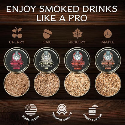 SmokeTop Cocktail Smoker Kit and Torch with Cherry, Hickory, Maple, and Oak Wood Chips - Cocktail Smoker Kit & Chips for Old Fashioned Cocktails, Whiskey, & Bourbon - NO Butane Included