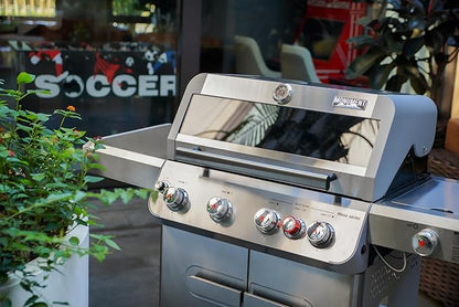 Monument Grills Outdoor Barbecue Stainless Steel 4 Burner Propane Gas Grill, 62,000 BTU Patio Garden Barbecue Grill with Side Burner, Infrared Technology and Knob Controls, Mesa415BZ with BBQ Cover