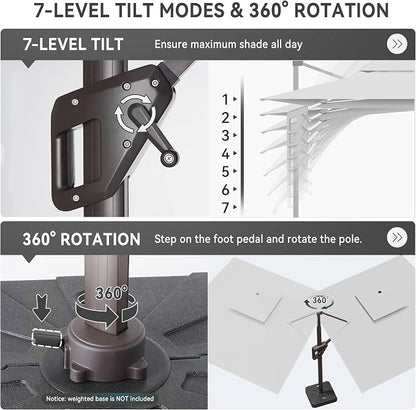 10 X 13 FT Cantilever Outdoor Patio Umbrella - Image 5