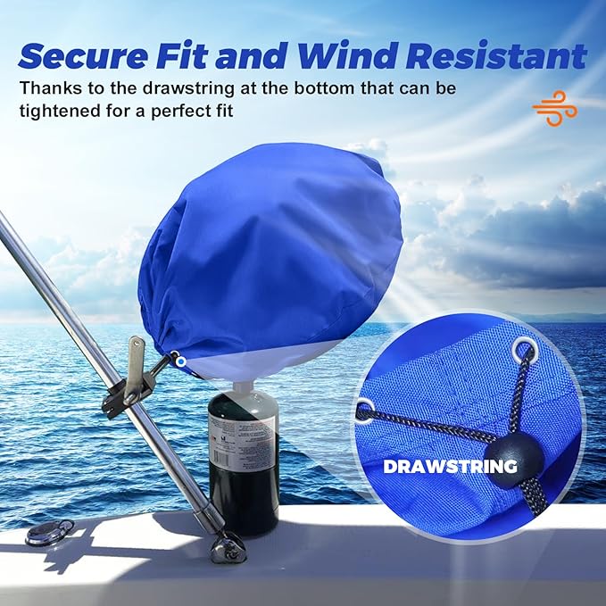 Boat Grill Cover for Magma Party Size Marine Kettle Gas Grill, A10-215, 17"" Diameter Boat Kettle Grill Cover, Heavy Duty Waterproof Marine Kettle Grill Cover for Magma Marine Kettle Grill