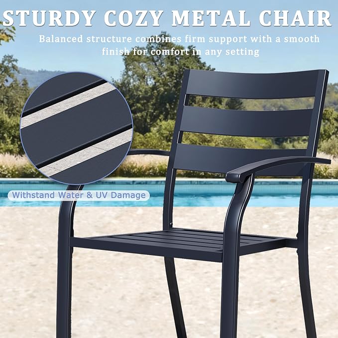 Patio Dining Chairs Set of 6, Wrought Iron Patio Furniture Chairs - Image 5