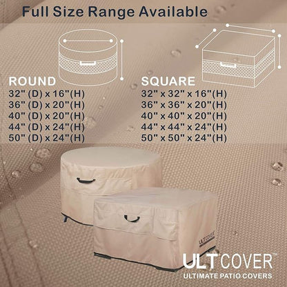 ULTCOVER Patio Fire Pit Table Cover Square 32 inch Outdoor Waterproof Fire Bowl Cover