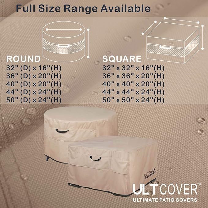 ULTCOVER Round Patio Fire Pit Table Cover 40 inch Outdoor Waterproof Fire Bowl Cover