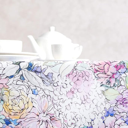 Maison d' Hermine Table Cloth Rectangle Table 100% Cotton 70 x 120 Inches Tablecloth Reusable Decorative for Dining Room, Farmhouse, Home, Party, Festive & Wedding Spring Summer - Floral Love