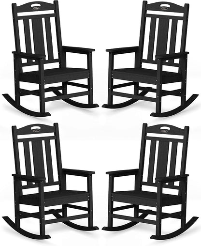Oversized Outdoor Rocking Chairs Set of 4, 380lbs Heavy-Duty Large Patio Rocker by CIOKEA