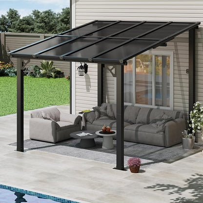 10x8 FT Lean to Gazebo Pergola, Outdoor Wall Mounted Gazebos by Breezestival