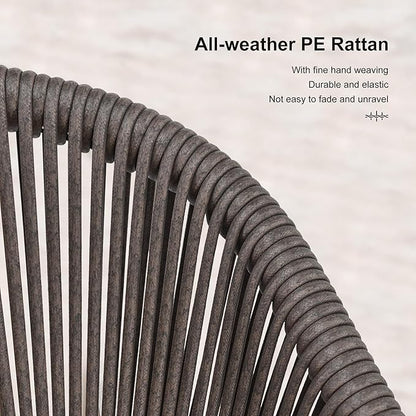 PURPLE LEAF 7 Pieces Round Outdoor Dining Set Outdoor Dining Table and Chairs Aluminum Wicker Rattan Patio Furniture Set for Lawn Garden Backyard Brown