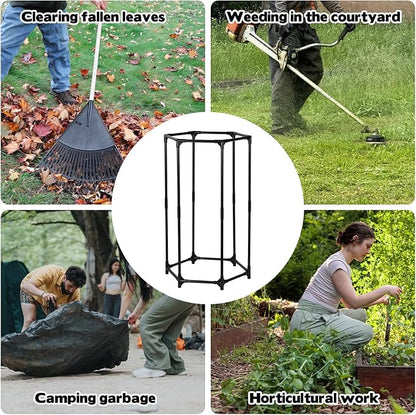 Rainmae Garden Trash Bag Holder Stand with Clips 30-55 Gallon Heavy-Duty Metal Frame Leaf Bag Holder Outdoor Waste Bags Holders for Yard & Lawn Cleanup, Gardening, Camping, Parties