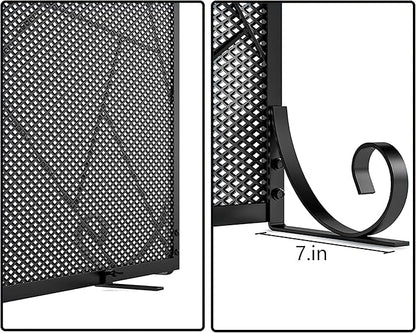 Fire Beauty Fireplace Screen Decorative Mesh Geometric Fire Spark Guard Gate Cover for Home
