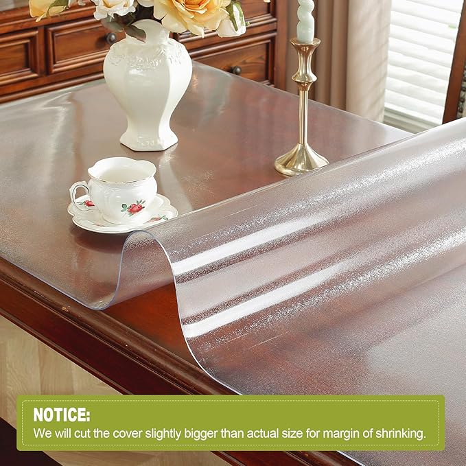 Frosted Clear Table Protector 42 x 60 Inch, 2mm Thick Plastic Table Cover, Waterproof PVC Clear Table Cover Protector, Desk Protector Mat, Writing Desk Pad for Desktop, Coffee & Dining Room Table