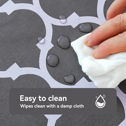 Romanstile Square Plastic Tablecloth, 100% Waterproof Oil-Proof Checkered PVC Table Cloth, Heavy Duty Vinyl Table Cover for Dining, Camping, Picnic, Outdoor - 54 x 54 Inch, Moroco Grey