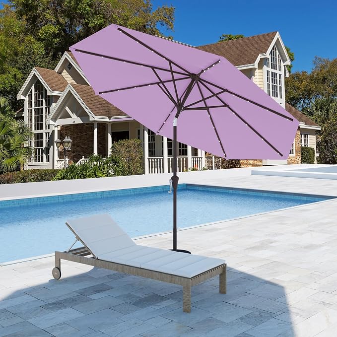 9FT Patio Umbrella with Solar Lights, Outdoor Market Umbrella with Tilt and - Image 7