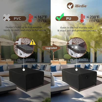 iBirdie Rectangular Gas Fire Pit Table Cover 54 x 28 inch Outdoor Waterproof and Weatherproof Heavy Duty 600D Patio Furniture Coffee Table Fireplaces Covers