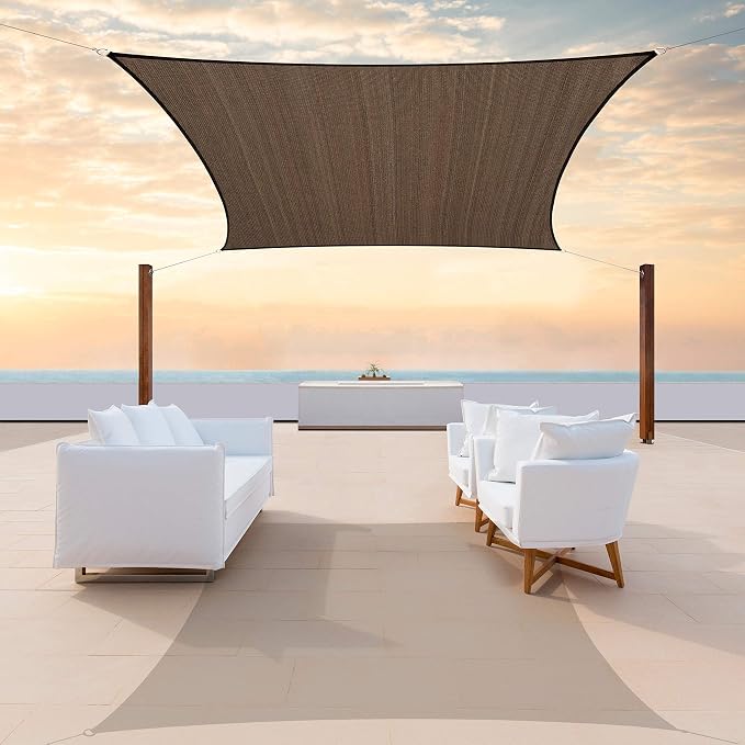 Colourtree CTAPR1220 Custom Size 13' x 21' Brown Sun Shade Sail Canopy UV Block by ColourTree