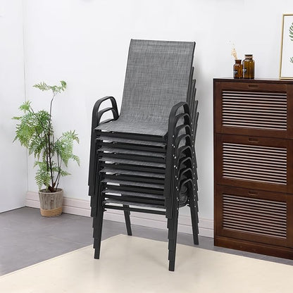 Patio Dining Chairs Set of 8, Outdoor Stackable Furniture Set | All Weather by PIZZELLO