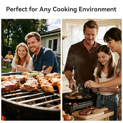 Bluetooth Wireless Meat Thermometer with Smart APP, Long Range & Fast Charge, Digital Food Thermometer for Grill, Oven, Smoker, Christmas Perfect Gifts for Men Dad