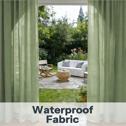 Outdoor Sheer Curtains for Patio Waterproof, 2 Panels Rod Pocket Indoor/Outdoor - Image 6