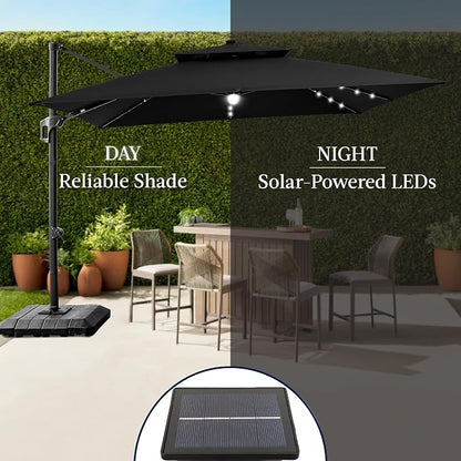 Best Choice Products 9x12ft LED Cantilever Patio Umbrella w/Base Included & - Image 6
