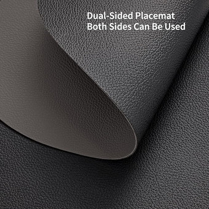 Myir JUN Placemats, Dual-Sided Placemats Waterproof Faux Leather Placemats Set of 4 Place Mats and Coasters Non-Slip Washable Table Mats for Dining Table (Gray Black, Set of 4)