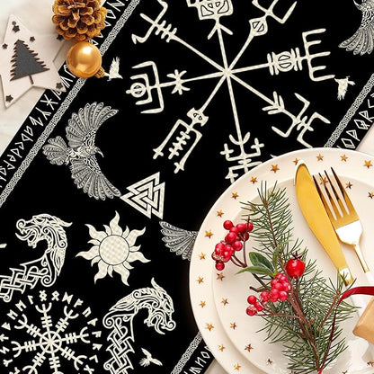 Viking Burlap Table Runner Seasonal Spring Fall Kitchen Dining Linen Table Decoration for Indoor Outdoor Home Party Dinner 13x72 Inch