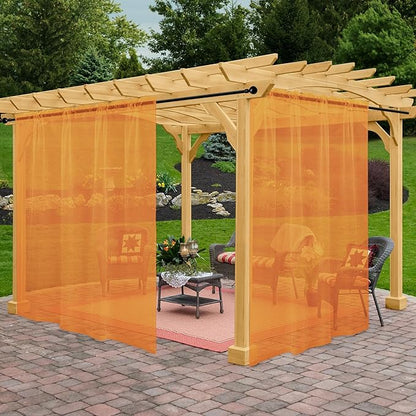 Outdoor Sheer Curtains for Patio Waterproof, 2 Panels Rod Pocket Indoor/Outdoor by Awnmeow