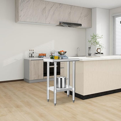 HARDURA Stainless Steel Commercial Work Table Prep Work Metal Table 14×24 Inches with Undershelf and 2" Backsplash Heavy Duty NSF 430 for Kitchen Food Prep