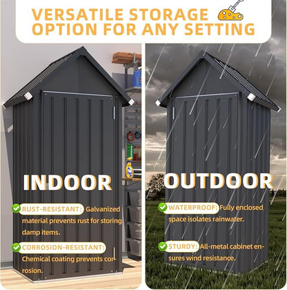 AECOJOY Outdoor Storage Cabinet Waterproof, Vertical Tall Outdoor Storage - Image 2