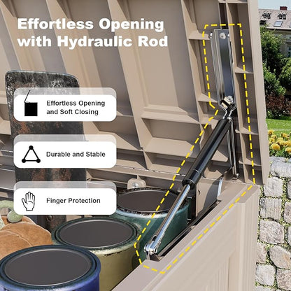 150 GallonOutdoor Storage Box,Resin Deck Boxes Waterproof, IndoorOutdoor Bin for Package Delivery, Patio Cushions, Gardening Tools, Lockable, UV Resistant