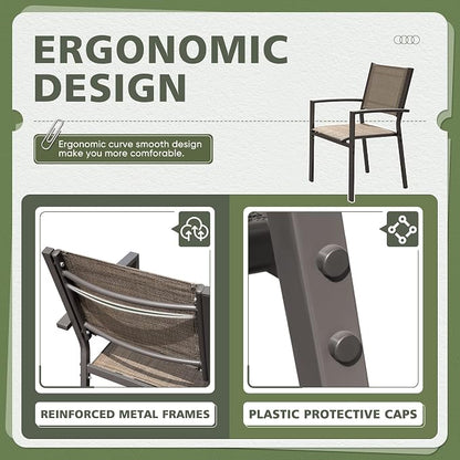 Flamaker Patio Chairs Textilene Outdoor Chairs Set of 6 Stackable Dining Chair - Image 4