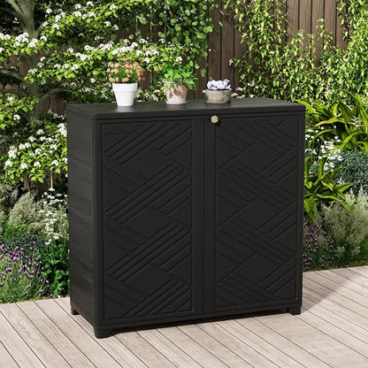 KINYING Outdoor Storage Cabinet Waterproof, 60 Gallon Resin Outdoor Storage Shed - Image 2