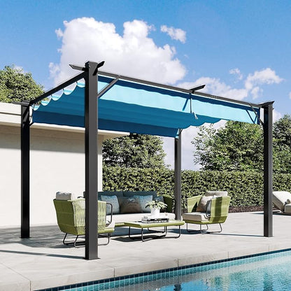 Aoxun 10'x12' Retractable Pergola, Heavy Duty Metal Frame by Aoxun