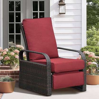 Outdoor Recliner, Outdoor Resin Wicker Patio Recliner Chair - Image 8