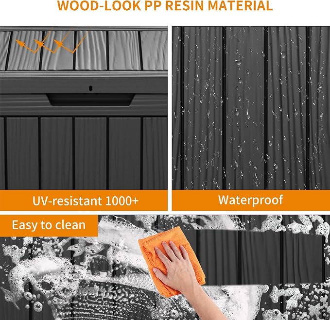 46 Gallon Waterproof Resin Outdoor Storage Box, Weatherproof Outdoor Bin - Image 3