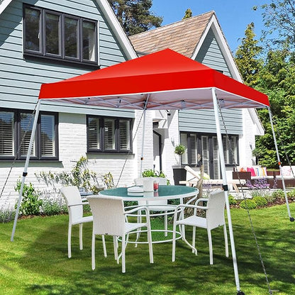 Sunnyglade 10x10 Ft Pop Up Canopy Tent One Button Easy Pop Up Outdoor Instant Folding Slant Leg Canopy with 2 Wheels and Deluxe Carry Bag(Red)