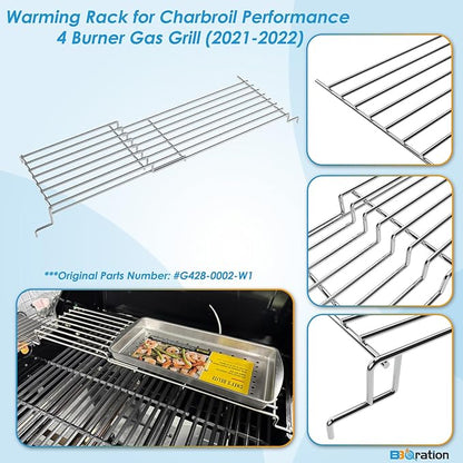 Warming Rack Grill Parts for Charbroil Performance 4 Burner 463352521 463354021 463365021 463354021 463365522, G428-0002-W1 Grill Swing Away Grid for Charbroil Grill Replacement Parts