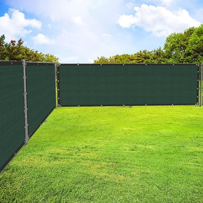 ECOOPTS 8'x208' Privacy Fence Screen Windscreen with Copper Grommets, Fit for Commercial Fence and Residential Garden Outdoor 90% UV Blockage, Cable Zip Ties Included (Green)