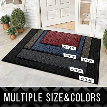 Yimobra Large Door Mat 47x24, All-Season Waterproof Doormat Outdoor Entrance, Heavy Duty Non-Slip Outside Door Mat for Garage Patio Proch Entryway Indoor, Easy Clean, Black Gray