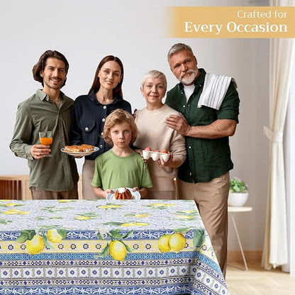 Maison d' Hermine Table Cloth Rectangle Table 100% Cotton 70 x 120 Inches Tablecloth Reusable Decorative Everyday Use for Dining Room, Farmhouse, Home, Party, Festive & Wedding Spring Summer - Citrus
