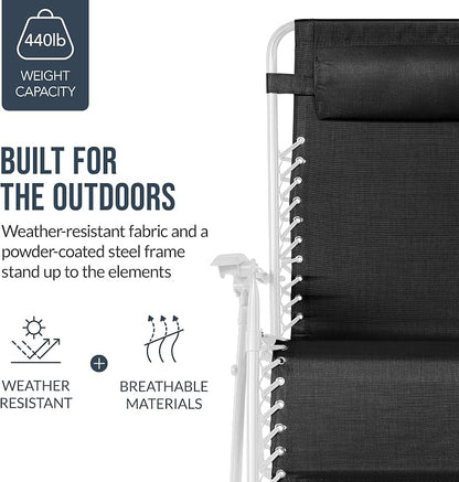 Best Choice Products Set of 2 Extra Wide Adjustable Steel Mesh Zero Gravity - Image 6