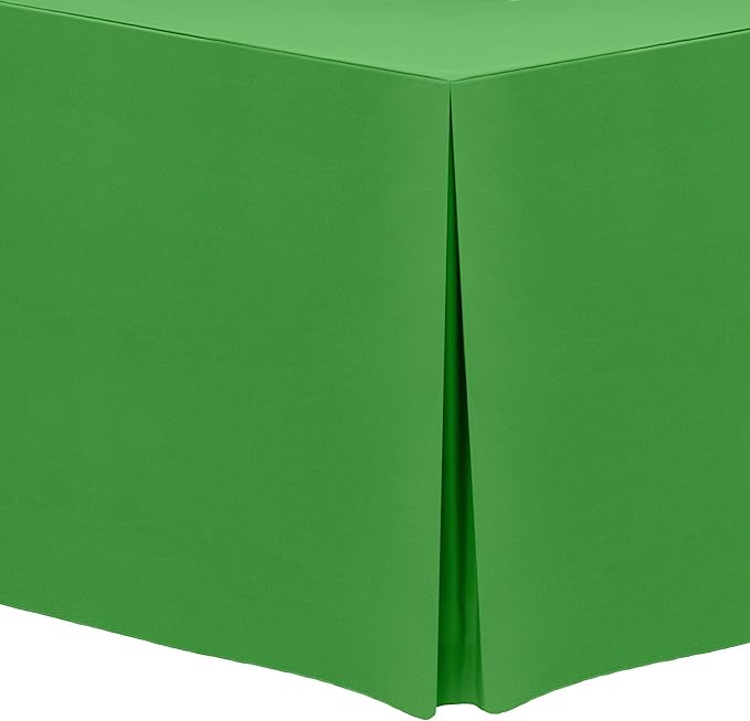 Ultimate Textile -2 Pack- 5 ft. Fitted Polyester Tablecloth - Fits 30 x 60-Inch Banquet and Folding Rectangular Tables - 42" H, Kelly Green